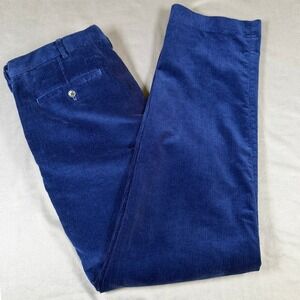 Lands End Tailored Fit Mens 36 Blue Corduroy Pants Wide Wale Casual Dress
